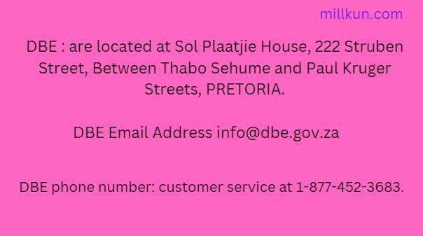 DBE Address, Contacts phone number, Email