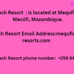 Endereço do Mequfi Beach Resort, número de telefone para contato, e-mail