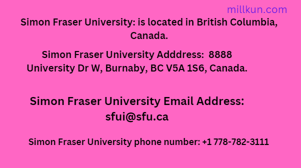 Simon Fraser University Contact ways/methods