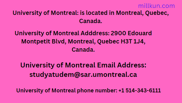 University of Montreal Contact ways/methods