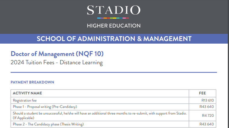 Stadio courses and fees