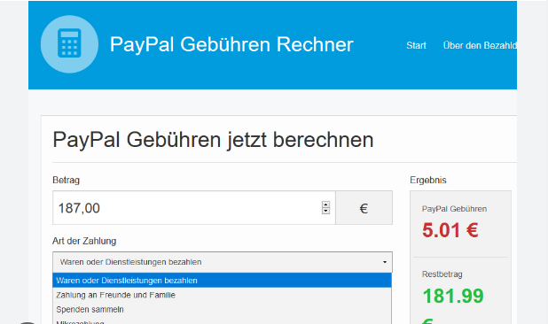 PayPal Gebühren Rechner